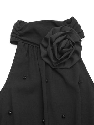 3D Flower Grecian Neck Bodysuit - StyleLure