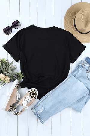 AMEN Bow Round Neck Short Sleeve T Shirt - StyleLure