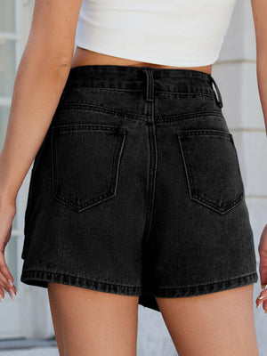 Asymmetrical Denim Skort with Pockets - StyleLure