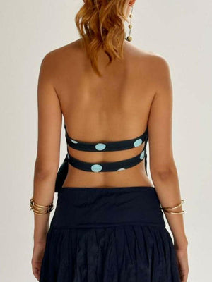 Backless Printed Halter Neck Tank - StyleLure