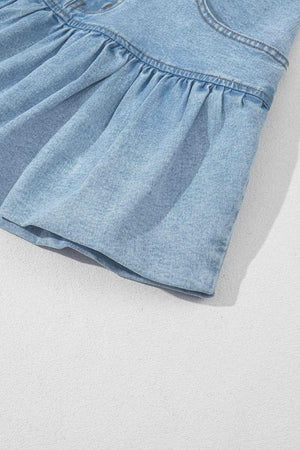 Bubble Hem Denim Mini Skirt - StyleLure