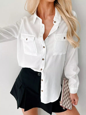 Button - Down Collared Neck Denim Shirt - StyleLure