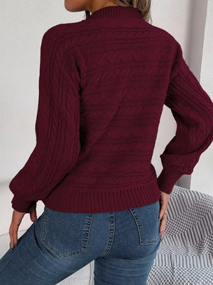Cable - Knit Cutout Round Neck Sweater - StyleLure