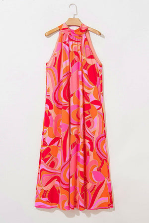 Contrast Grecian Neck Maxi Dress - StyleLure