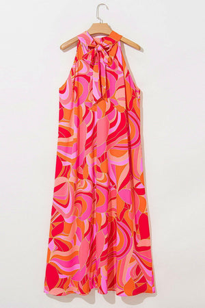Contrast Grecian Neck Maxi Dress - StyleLure