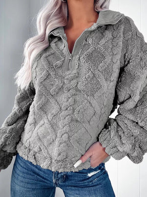 Cozy Fleece Quarter Zip Sweatshirt - StyleLure