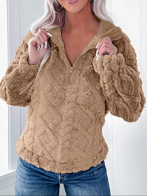 Cozy Fleece Quarter Zip Sweatshirt - StyleLure