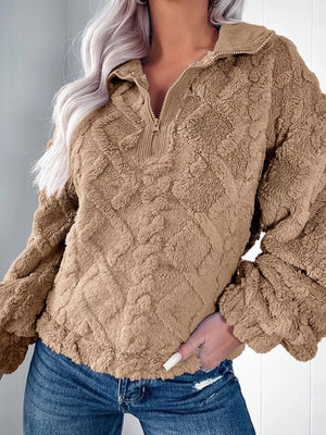 Cozy Fleece Quarter Zip Sweatshirt - StyleLure