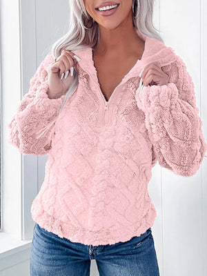 Cozy Fleece Quarter Zip Sweatshirt - StyleLure
