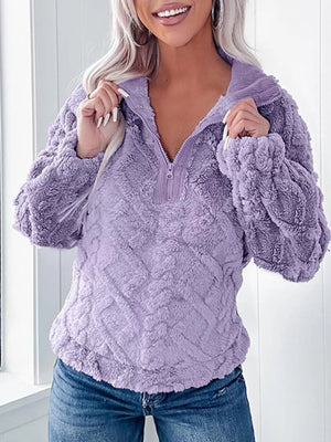 Cozy Fleece Quarter Zip Sweatshirt - StyleLure