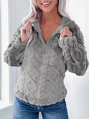 Cozy Fleece Quarter Zip Sweatshirt - StyleLure