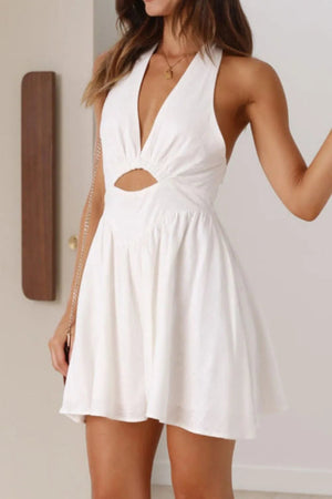 Cutout Halter Neck Mini Dress - StyleLure
