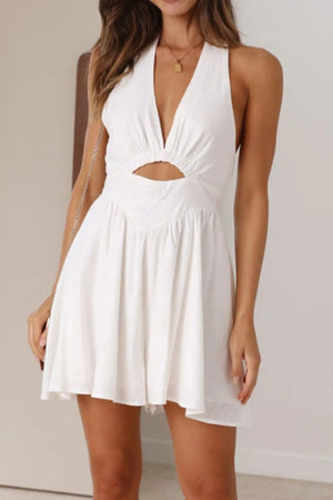 Cutout Halter Neck Mini Dress - StyleLure