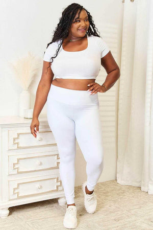 Double Take Wide Waistband Sports Leggings - StyleLure