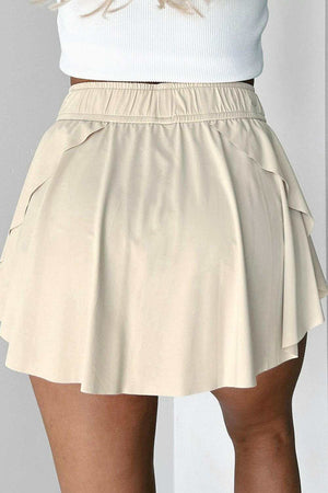 Drawstring High Waist Lined Active Skorts - StyleLure