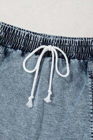 Drawstring High Waist Pocketed Denim Shorts - StyleLure