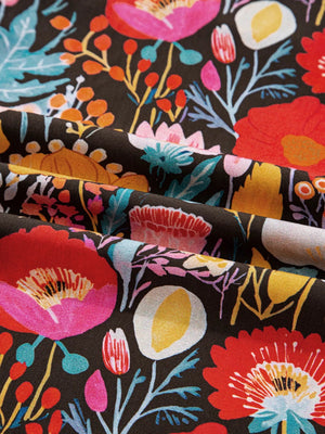 Floral 3/4 Puff Sleeve Tied Neck Blouse - StyleLure