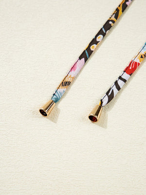 Floral 3/4 Puff Sleeve Tied Neck Blouse - StyleLure