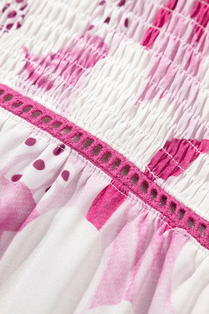 Floral Frilled Collar Short Sleeve Blouse Top - StyleLure