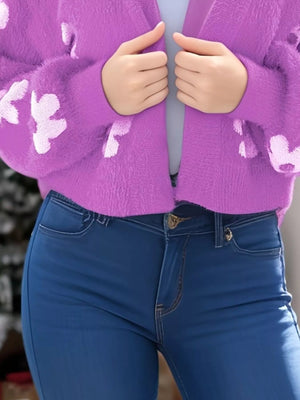 Floral Open Front Cardigan - StyleLure