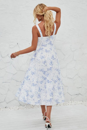 Floral Print Cami Dress with Side Slit - StyleLure