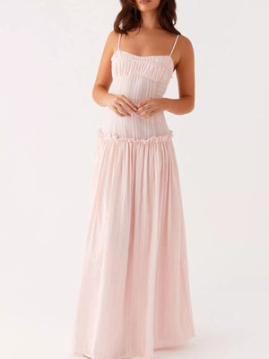 Frill Spaghetti Strap Maxi Dress - StyleLure