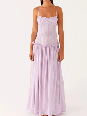 Frill Spaghetti Strap Maxi Dress - StyleLure