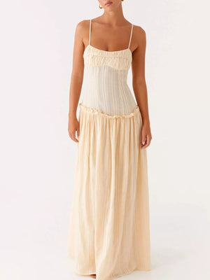 Frill Spaghetti Strap Maxi Dress - StyleLure