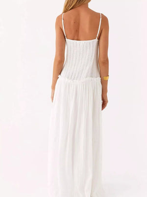 Frill Spaghetti Strap Maxi Dress - StyleLure