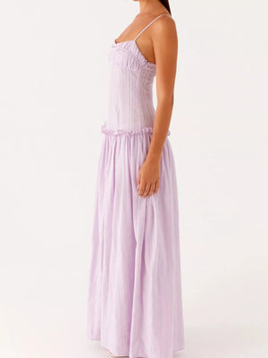 Frill Spaghetti Strap Maxi Dress - StyleLure