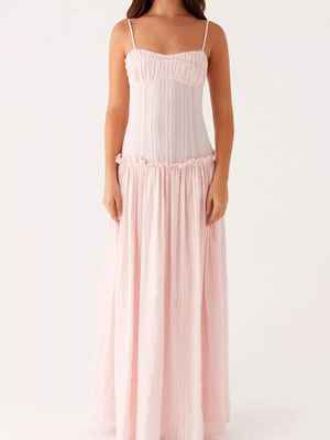 Frill Spaghetti Strap Maxi Dress - StyleLure