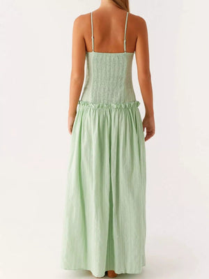 Frill Spaghetti Strap Maxi Dress - StyleLure
