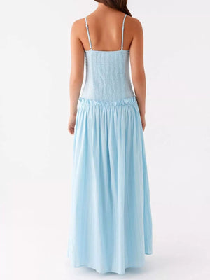 Frill Spaghetti Strap Maxi Dress - StyleLure
