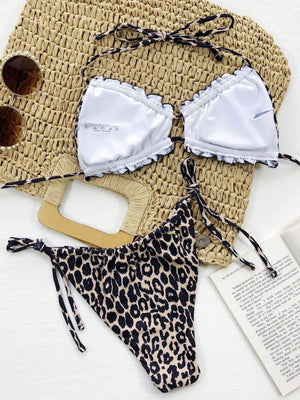 Frill Trill Halter Neck Bikini Set - StyleLure