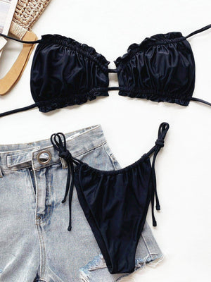 Frill Trill Halter Neck Bikini Set - StyleLure