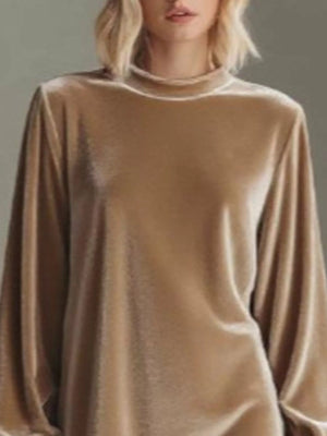 Full Size Velvet Long Sleeve Mini Dress Plus Size - StyleLure