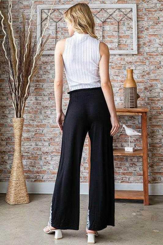 Heimish Full Size Solid Damask Casual Pants Plus Size - StyleLure