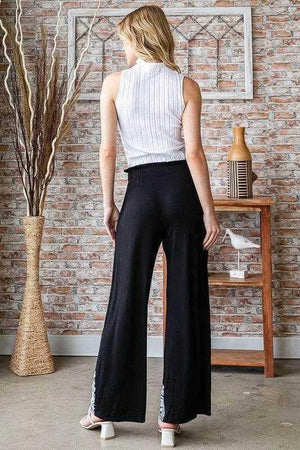 Heimish Full Size Solid Damask Casual Pants Plus Size - StyleLure
