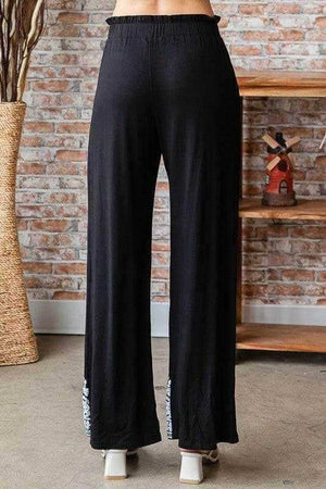 Heimish Full Size Solid Damask Casual Pants Plus Size - StyleLure