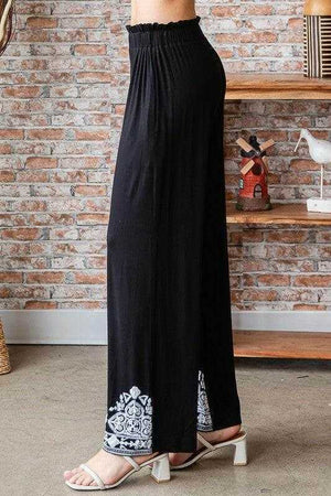 Heimish Full Size Solid Damask Casual Pants Plus Size - StyleLure