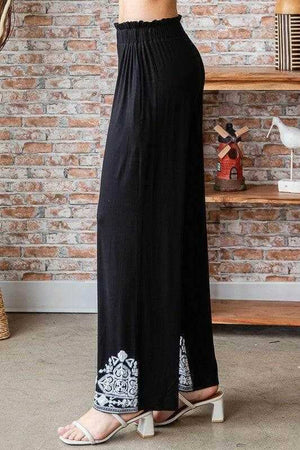 Heimish Full Size Solid Damask Casual Pants Plus Size - StyleLure