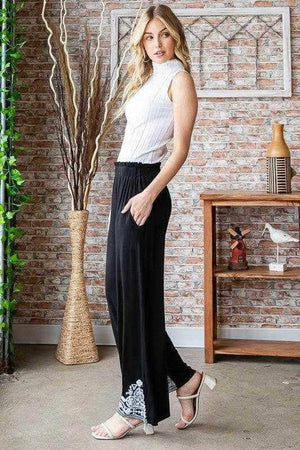 Heimish Full Size Solid Damask Casual Pants Plus Size - StyleLure