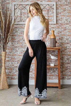 Heimish Full Size Solid Damask Casual Pants Plus Size - StyleLure