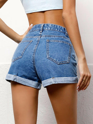 High Waist Denim Shorts - StyleLure