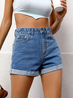 High Waist Denim Shorts - StyleLure