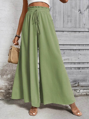 Honey Tied High Waist Wide Leg Pants - StyleLure