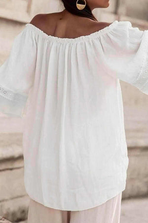 Lace Detail Off - Shoulder Blouse - StyleLure