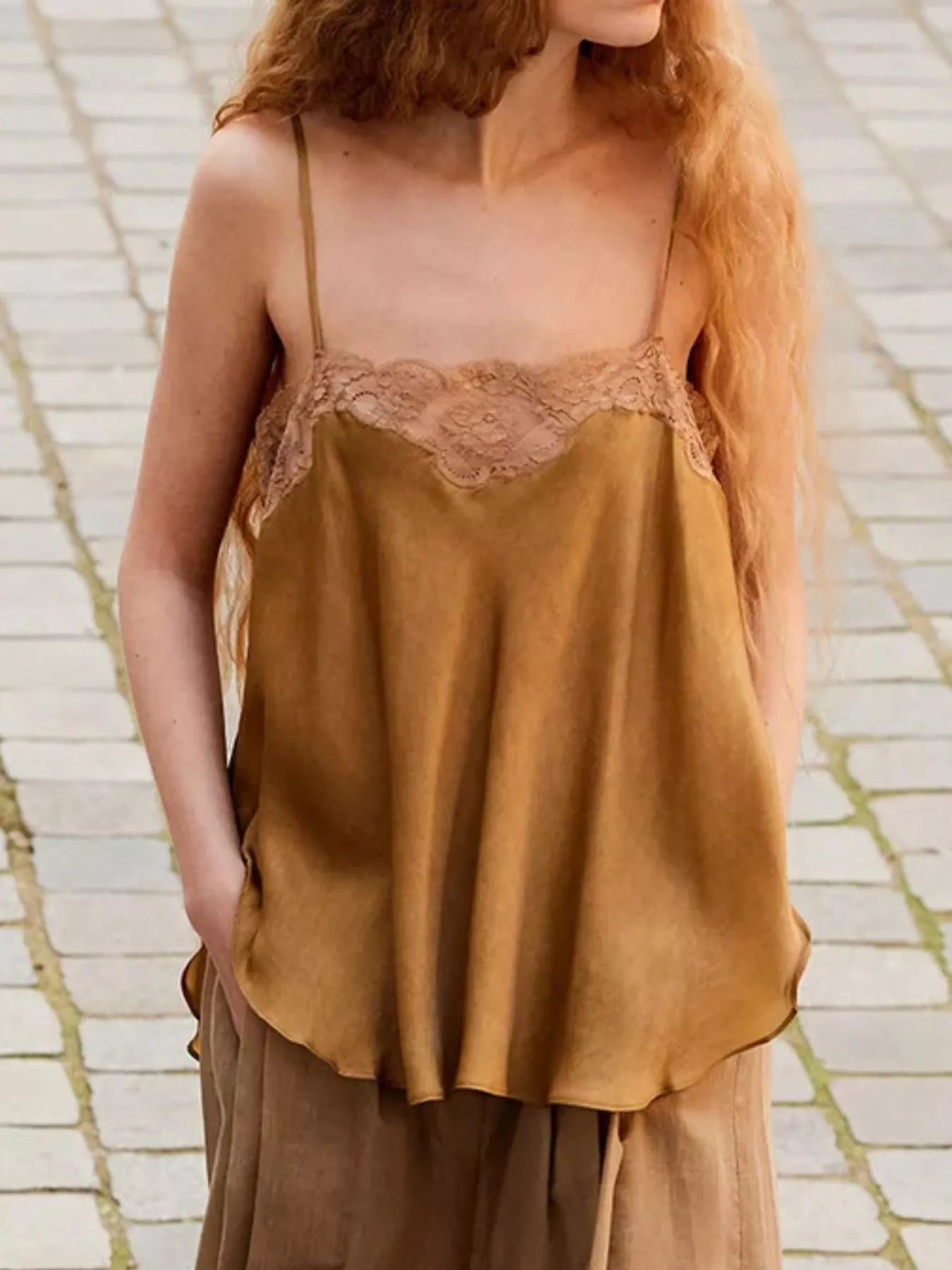 Lace Trim Flowy Cami Top - StyleLure