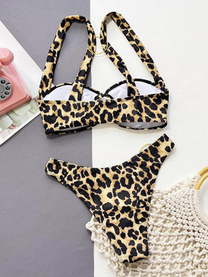 Leopard Ring Detail Bikini Set - StyleLure
