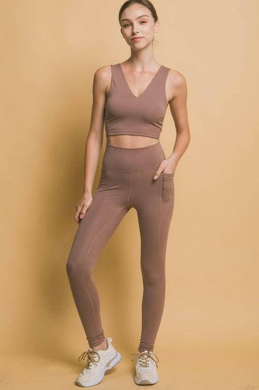 Love Tree High Waist Leggings with Side Pockets - StyleLure